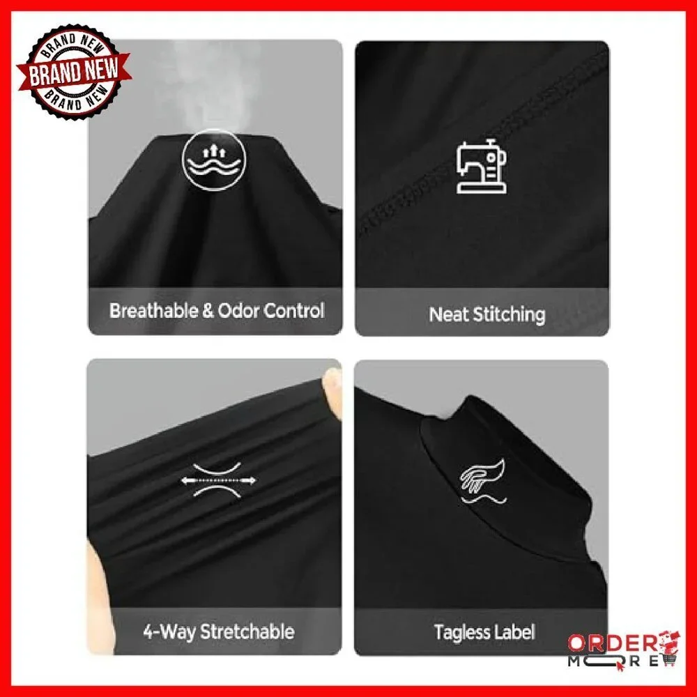 Men's Thermal Fleece Lined Compression Shirt Long Sleeve Base Layer